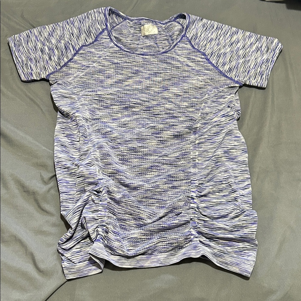 Athleta Blue Patterned Short Sleeve Tee